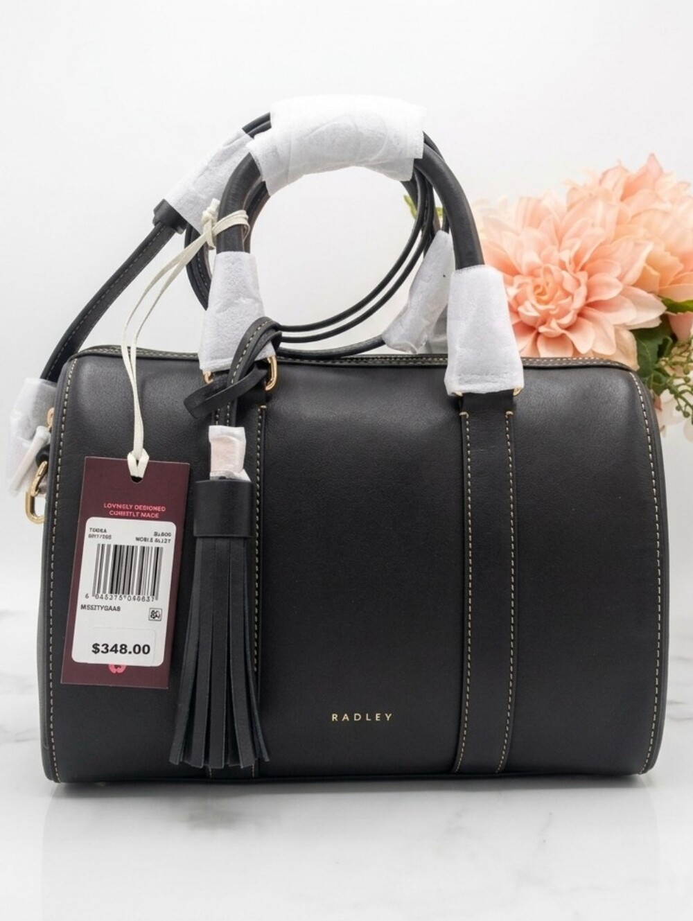 NWT Radley London Noble Alley Leather Medium Ziptop Satchel Crossbody Black $348